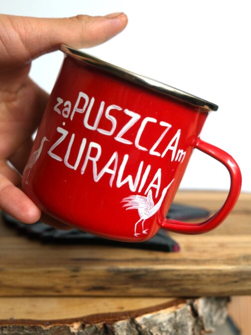 kubek zapuszczam żurawia ręcznie malowany